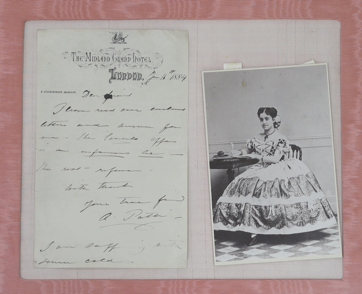 Opera interest - Three autograph letters and photographs of Adelin Patti, Nellie Melba and Geraldine Farrar, framed